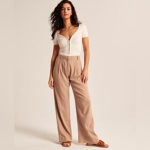 Abercrombie Linen Blend Tailored Wide Leg Pant